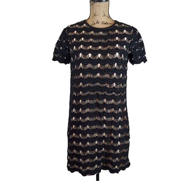 Kate Spade Black Crochet Lace Shift Dress - N348